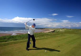 TURNBERRY, UNITED KINGDOM - MAY 20:  Padraig Harrington or Ireland tees off from the 7th tee with during a Wilson Staff Company day on the Ailsa Course at Turnberry Golf Club on May 20, 2009 in Turnberry, England  (Photo by David Cannon/Getty Images)