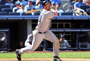 NEW YORK - JULY 06:  Scott Rolen #33 of the Toronto Blue Jays bats against the New York Yankees on July 6, 2009 at Yankee Stadium in the Bronx borough of New York City.  (Photo by Jim McIsaac/Getty Images)