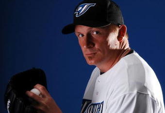 DUNEDIN, FL - FEBRUARY 22:  Pitcher B.J. Ryan #52 of the Toronto Blue Jays poses for a photo on media day during spring training at the Bobboy Mattix Traing Center February 22, 2008 in Dunedin, Florida.  (Photo by Marc Serota/Getty Images)