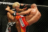 CHICAGO- OCTOBER 25:  Josh Koscheck (L) fights Thiago Alves in a Welterweight bout  at UFC's Ultimate Fight Night at Allstate Arena on October 25, 2008 in Chicago, Illinois. (Photo by Tasos Katopodis/Getty Images)
