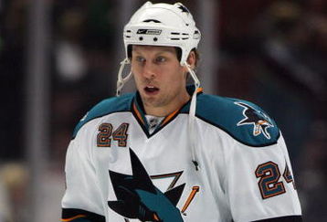 ANAHEIM, CA - MARCH 15:  Travis Moen #24 of the San Jose Sharks skates during warm-up prior to the NHL game against the Anaheim Ducks at Honda Center on March 15, 2009 in Anaheim, California. The Sharks shutout the Ducks 1-0.  (Photo by Victor Decolongon/Getty Images)
