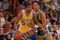 LOS ANGELES - 1987:  Magic Johnson #32 of the Los Angeles Lakers posts up Dennis Johnson #3 of the Boston Celtics during an NBA game at the Great Western Forum in Los Angeles, California in 1987. (Photo by: Rick Stewart/Getty Images)