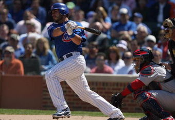 CHICAGO - APRIL 17:  Geovany Soto #18 of the Chicago Cubs bats against the St. Louis Cardinals on April 17, 2009 at Wrigley Field in Chicago, Illinois. (Photo by Jonathan Daniel/Getty Images) 