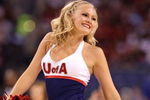 INDIANAPOLIS - MARCH 27:  A cheerleader from the Arizona Wildcats performs against the Louisville Cardinals  during the third round of the NCAA Division I Men's Basketball Tournament at the Lucas Oil Stadium on March 27, 2009 in Indianapolis, Indiana. Louisville won 103-64. (Photo by Andy Lyons/Getty Images)