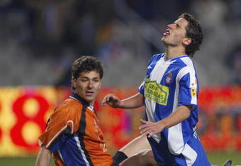 BARCELONA, SPAIN - FEBRUARY 26: Coro of Espanyol and Valbuena of Albacete in action during the La Liga match between RCD Espanyol and Albacete on February 26, 2005 at Lluis Companys stadium in Barcelona, Spain. (Photo by Luis Bagu/Getty Images)