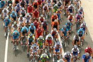 GERONA, SPAIN - JULY 09:  The riders make their way under a bridge near the start of stage 6 of 2009 Tour de France from Gerona to Barcelona on July 9, 2009 in Gerona, France.  (Photo by Bryn Lennon/Getty Images)