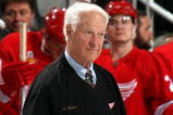 DETROIT - MAY 30:  Hall of Famer Gordie Howe prepares to drop the ceremonial puck before the Detroit Red Wings face Sidney Crosby #87 and the Pittsburgh Penguins in Game 1 of the 2009 Stanley Cup Finals at Joe Louis Arena on May 30, 2009 in Detroit, Michigan.  (Photo by Bruce Bennett/Getty Images)