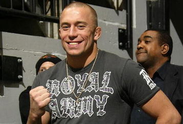 TORONTO - FEBRUARY 5:  Ultimate Fighter Georges St-Pierre attends the Toronto Maple Leafs game against the Florida Panthers during a fight during their NHL game at the Air Canada Centre February 5, 2008 in Toronto, Ontario, Canada. (Photo By Dave Sandford/Getty Images)