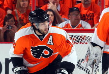 PHILADELPHIA - APRIL 25:  Simon Gagne #12 of the Philadelphia Flyers skates against the Pittsburgh Penguins during Game Six of the Eastern Conference Quarterfinal Round of the 2009 NHL Stanley Cup Playoffs  at the Wachovia Center on April 25, 2009 in Philadelphia, Pennsylvania. The Penguins defeated the Flyers 5-3 to win the series 4 games to 2.  (Photo by Jim McIsaac/Getty Images)