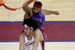 CLEVELAND - MAY 29:  Rasheed Wallace #36 of the Detroit Pistons defends the shot ofAnderson Varejao #17 of the Cleveland Cavaliers in Game Four of the Eastern Conference Finals during the 2007 NBA Playoffs on May 29, 2007 at the Quicken Loans Arena in Cleveland, Ohio. NOTE TO USER: User expressly acknowledges and agrees that, by downloading and or using this photograph, User is consenting to the terms and conditions of the Getty Images License Agreement.  (Photo by Gregory Shamus/Getty Images)