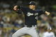LOS ANGELES, CA - AUGUST 15: Manny Parra #43 of the Milwaukee Brewers throws a pitch against the Los Angeles Dodgers on August 15, 2008 at Dodger Stadium in Los Angeles, California. (Photo by Stephen Dunn/Gety Images)