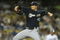 LOS ANGELES, CA - AUGUST 15: Manny Parra #43 of the Milwaukee Brewers throws a pitch against the Los Angeles Dodgers on August 15, 2008 at Dodger Stadium in Los Angeles, California. (Photo by Stephen Dunn/Gety Images)