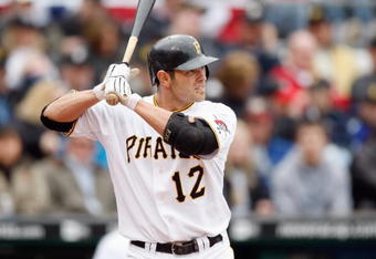 PITTSBURGH - APRIL 13:  Freddy Sanchez #12 of the Pittsburgh Pirates stands ready at bat during the Opening Day game against the Houston Astros at PNC Park on April 13, 2009 in Pittsburgh, Pennsylvania.  (Photo by: Gregory Shamus/Getty Images)