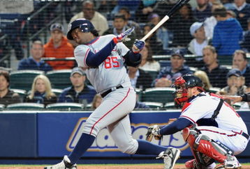 ATLANTA - APRIL 11: Outfielder Lastings Milledge #85 of the Washington Nationals bats against the Atlanta Braves on April 11, 2009 at Turner Field in Atlanta, Georgia.  (Photo by Al Messerschmidt/Getty Images) 