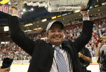 DETROIT - JUNE 12:  General Manager Ray Shero of the Pittsburgh Penguins holds the Stanley Cup following the Penguins victory over the Detroit Red Wings in Game Seven of the 2009 NHL Stanley Cup Finals at Joe Louis Arena on June 12, 2009 in Detroit, Michigan.  (Photo by Bruce Bennett/Getty Images)