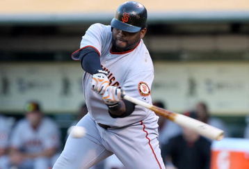 OAKLAND, CA - JUNE 23:  Pablo Sandoval #48 of the San Francisco Giants hits an RBI triple in the first inning against the Oakland Athletics during a Major League Baseball game on June 23, 2009 at the Oakland Coliseum in Oakland, California.  (Photo by Jed Jacobsohn/Getty Images)