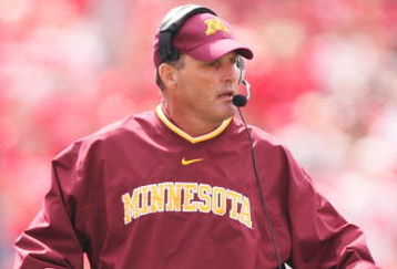 COLUMBUS, OH - SEPTEMBER 27: Minnesota Golden Gophers head coach Tim Brewster watches his team in action against the Ohio State Buckeyes on September 27, 2008 at Ohio Stadium in Columbus, Ohio.  (Photo by Jamie Sabau/Getty Images)