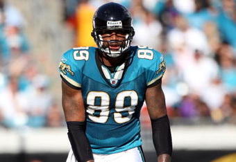 JACKSONVILLE, FL - NOVEMBER 23:  Marcedes Lewis #89 of the Jacksonville Jaguars lines up during the game against the Minnesota Vikings at Jacksonville Municipal Stadium on November 23, 2008 in Jacksonville, Florida.  (Photo by Sam Greenwood/Getty Images)