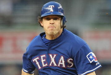NEW YORK - JUNE 03:  Ian Kinsler #5 of the Texas Rangers runs the bases against the New York Yankees on June 3, 2009 at Yankee Stadium in the Bronx borough of New York City.  (Photo by Nick Laham/Getty Images)