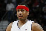CLEVELAND - FEBRUARY 22:  Allen Iverson #1 of the Detroit Pistons looks on while playing the Cleveland Cavaliers on February 22, 2009 at the Quicken Loans Arena in Cleveland, Ohio. Cleveland won the game 99-78. NOTE TO USER: User expressly acknowledges and agrees that, by downloading and or using this photograph, User is consenting to the terms and conditions of the Getty Images License Agreement.  (Photo by Gregory Shamus/Getty Images)