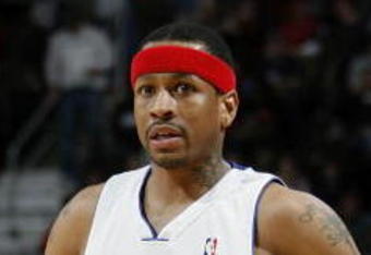 CLEVELAND - FEBRUARY 22:  Allen Iverson #1 of the Detroit Pistons looks on while playing the Cleveland Cavaliers on February 22, 2009 at the Quicken Loans Arena in Cleveland, Ohio. Cleveland won the game 99-78. NOTE TO USER: User expressly acknowledges and agrees that, by downloading and or using this photograph, User is consenting to the terms and conditions of the Getty Images License Agreement.  (Photo by Gregory Shamus/Getty Images)
