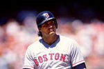 27 AUG 1995:  BOSTON DESIGNATED HITTER AND OUTFIELDER JOSE CANSECOAFTER AN AT-BATT DURING THE RED SOX 4-1 VICTORY OVER THE OAKLAND ATHLETICS AT THE OAKLAND ALAMEDA COLISEUM IN OAKLAND, CALIFORNIA. Mandatory Credit: Otto Greule/ALLSPORT