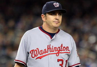 NEW YORK - JUNE 17:  John Lannan #31 of the Washington Nationals deals a pitch against the New York Yankees on June 17, 2009 at Yankee Stadium in the Bronx borough of New York City.  (Photo by Jim McIsaac/Getty Images)