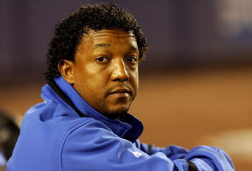 NEW YORK - SEPTEMBER 26:  Pedro Martinez #45 of the New York Mets looks on from the dugout against the Florida Marlins on September 26, 2008 at Shea Stadium in the Flushing neighborhood of the Queens borough of New York City.  (Photo by Jim McIsaac/Getty Images)