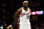 CLEVELAND - MAY 28:  LeBron James #23 of the Cleveland Cavaliers looks on between plays against the Orlando Magic in Game Five of the Eastern Conference Finals during the 2009 Playoffs at Quicken Loans Arena on May 28, 2009 in Cleveland, Ohio. NOTE TO USER: User expressly acknowledges and agrees that, by downloading and or using this photograph, User is consenting to the terms and conditions of the Getty Images License Agreement  (Photo by Gregory Shamus/Getty Images)