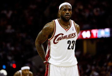 CLEVELAND - MAY 28:  LeBron James #23 of the Cleveland Cavaliers looks on between plays against the Orlando Magic in Game Five of the Eastern Conference Finals during the 2009 Playoffs at Quicken Loans Arena on May 28, 2009 in Cleveland, Ohio. NOTE TO USER: User expressly acknowledges and agrees that, by downloading and or using this photograph, User is consenting to the terms and conditions of the Getty Images License Agreement  (Photo by Gregory Shamus/Getty Images)