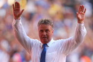 LONDON, ENGLAND - MAY 30:  Chelsea Manager Guus Hiddink celebrates victory during the FA Cup sponsored by E.ON Final match between Chelsea and Everton at Wembley Stadium on May 30, 2009 in London, England.  (Photo by Mike Hewitt/Getty Images)