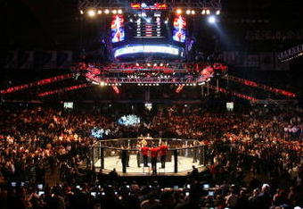 CHICAGO- OCTOBER 25:  People attend the UFC 90 at UFC's Ultimate Fight Night at Allstate Arena on October 25, 2008 in Chicago, Illinois. (Photo by Tasos Katopodis/Getty Images)