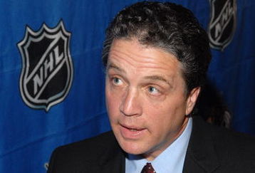 EL SEGUNDO, CA - JULY 5:  General Manager Dean Lombardi of the Los Angeles Kings speaks to the media after the team press announcement that former Los Angeles Kings defenseman Rob Blake agreed to a two-year contract with the team on July 5, 2006 at the Toyota Sports Center in El Segundo, California. Rob Blake was drafted by the Kings in 1988 and played with the team until 2001 when he was traded to the Colorado Avalanche. (Photo by Andrew D. Bernstein/Getty Images)