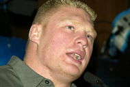 NEW YORK - MARCH 11: Wrestler Brock Lesnar attends a press conference to promote Wrestlemania XX at Planet Hollywood March 11, 2004 in New York City. (Photo by Peter Kramer/Getty Images)