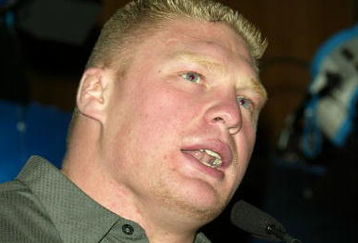 NEW YORK - MARCH 11:  Wrestler Brock Lesnar attends a press conference to promote Wrestlemania XX at Planet Hollywood March 11, 2004 in New York City.  (Photo by Peter Kramer/Getty Images)