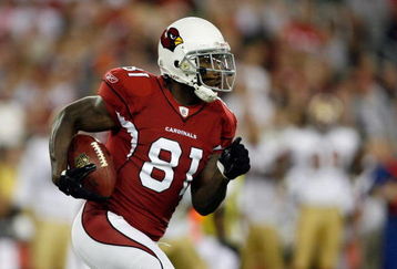 GLENDALE, AZ - NOVEMBER 10:  Anquan Boldin #81 of the Arizona Cardinals takes a handoff against the San Francisco 49ers during the game at University of Phoenix Stadium on November, 10 2008 in Glendale, Arizona.  (Photo by Harry How/Getty Images)