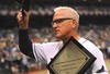 ST. PETERSBURG, FL - APRIL 19: Manager Joe Maddon #70 of the Tampa Bay Rays receives the American League coach of the year award before play against the Chicago White Sox April 19, 2009 at Tropicana Field in St. Petersburg, Florida.  (Photo by Al Messerschmidt/Getty Images)