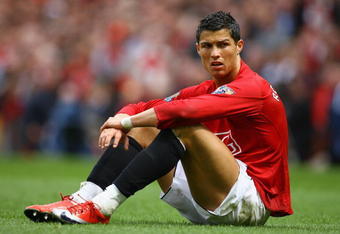 MANCHESTER, ENGLAND - MAY 16:  Cristiano Ronaldo of Manchester United looks on during the Barclays Premier League match between Manchester United and Arsenal at Old Trafford on May 16, 2009 in Manchester, England.  (Photo by Alex Livesey/Getty Images)