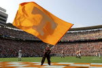 KNOXVILLE, TN - OCTOBER 01: The Volunteer mascot waves the flag in the edzone after a Tennessee touchdown as the Tennessee Volunteers defeated  the Mississippi Rebels 27-10 at Neyland Stadium on October 1, 2005 in Knoxville, Tennessee.  (Photo by Doug Pensinger/Getty Images)