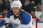 UNIONDALE, NY - OCTOBER 11: Jay McKee #77 of the St. Louis Blues skates against the New York Islanders on October 11, 2008 at the Nassau Coliseum in Uniondale, New York. (Photo by Bruce Bennett/Getty Images)