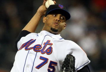 NEW YORK - JUNE 28:  Francisco Rodriguez #75 of the New York Mets pitches against the New York Yankees on June 28, 2009 at Citi Field in the Flushing neighborhood of the Queens borough of New York City. The Yankees defeated the Mets 4-2 and Yankee pitcher Mariano Rivera recorded his 500th career save.  (Photo by Jim McIsaac/Getty Images)