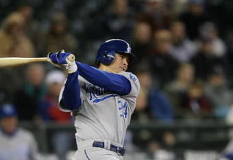 SEATTLE - APRIL 15:  Mark Teahen #24 of the Kansas City Royals bats against the Seattle Mariners on April 15, 2008 at Safeco Field in Seattle, Washington. (Photo by Otto Greule Jr/Getty Images)