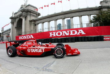TORONTO, ON - JULY 10:  Dario Franchitti, drives the #10 Target Chip Ganassi Racing Dallara Honda during practice for the Indycar Series Honda Indy Toronto on July 10, 2009 in Toronto, Canada.  (Photo by Nick Laham/Getty Images)
