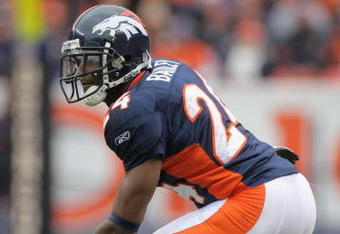 DENVER - OCTOBER 12:  Cornerback Champ Bailey #24 of the Denver Broncos lines up against the Jacksonville Jaguars during NFL action at Invesco Field at Mile High on October 12, 2008 in Denver, Colorado. The Jaguars defeated the Broncos 24-17.  (Photo by Doug Pensinger/Getty Images)