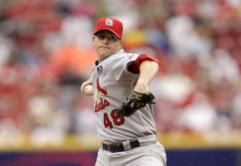 CINCINNATI - JULY 04:  Brad Thompson #48 of the St. Louis Cardinals is pictured during the game against the Cincinnati Reds  on July 4, 2009 in Cincinnati, Ohio.  (Photo by Andy Lyons/Getty Images)