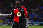 BOLTON, UNITED KINGDOM - JANUARY 13:  Christopher Samba of Blackburn Rovers celebrates after scoring the equalizing goal during the Barclays Premier League match between Bolton Wanderers and Blackburn Rovers at the Reebok Stadium on January 13, 2008 in Bolton, England.  (Photo by Alex Livesey/Getty Images)