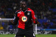 BOLTON, UNITED KINGDOM - JANUARY 13:  Christopher Samba of Blackburn Rovers celebrates after scoring the equalizing goal during the Barclays Premier League match between Bolton Wanderers and Blackburn Rovers at the Reebok Stadium on January 13, 2008 in Bolton, England.  (Photo by Alex Livesey/Getty Images)