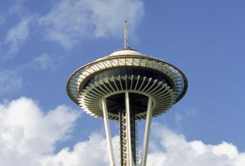 SEATTLE - MAY 5:  A general view of the Space Needle in Seattle, Wahington during the MLB game between Blue Jays and the Mariners at Safeco Field on May 5, 2001.  (Photo by Otto Greule Jr /Getty Images) 