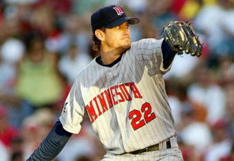 ANAHEIM, CA - MAY 29:  Starting pitcher Brad Radke #22 of the Minnesota Twins pitches against the Los Angeles Angels of Anaheim during the MLB game on May 29, 2006 at Angel Stadium in Anaheim, California.  (Photo by Christian Petersen/Getty Images)