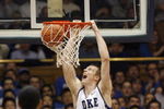 DURHAM, NC - MARCH 03:  Kyle Singler #12 of the Duke Blue Devils dunks against the Florida State Seminoles during the game on March 3, 2009 at Cameron Indoor Stadium in Durham, North Carolina.  (Photo by Kevin C. Cox/Getty Images)